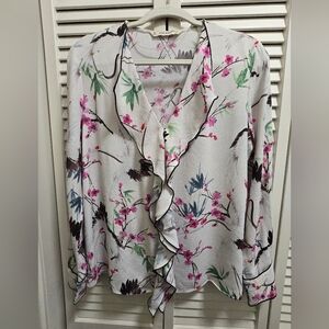Zara long sleeve ruffle blouse floral print size small. Excellent condition.